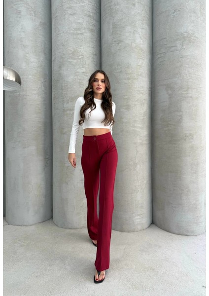 Lvsqvr Önü Cumalı Ithal Krep Pantolon Bordo (Beden: M) fiyatları