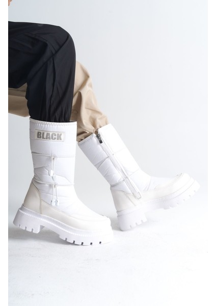 Paraşüt Kumaşlı Fermuarlı Kaymaz Taban Su Geçirmez Rugan Kadın Uzun Kar Botu Bootie fiyatları