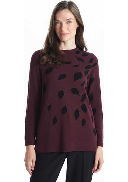 Yeni Sezon Bisiklet Yaka Desenli Kadın Triko Kazak