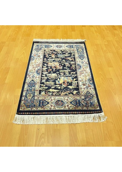 Şehname Motifli 80 x 120 cm Ipek Halı Siyah modelleri