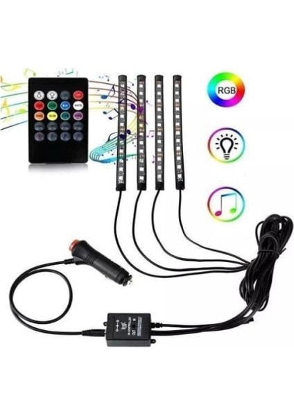Araç Içi Ayak Altı Sese Duyarlı Şerit LED 4'lü Set