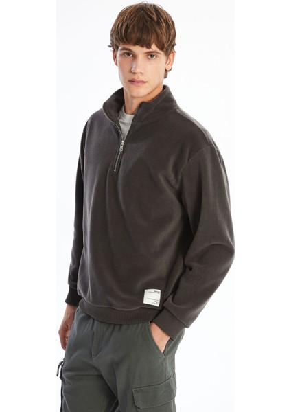 Yeni Sezon Dik Yaka Uzun Kollu Polar Erkek Kalın Sweatshirt