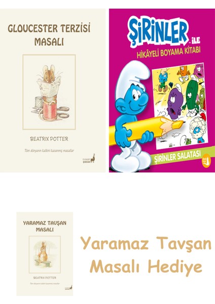 + Şirinler ile Hikayeli Boyama Kitabı - Şirinler Salatası + Yaramaz Tavşan Masalı