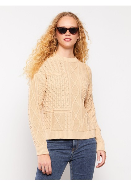Yeni Sezon Bisiklet Yaka Kendinden Desenli Uzun Kollu Kadın Triko Kazak fiyatları
