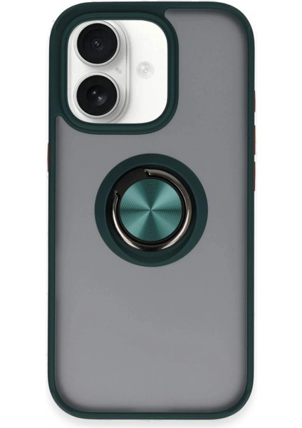 Ieg iPhone 16 Kılıf Montreal Yüzüklü Silikon Kapak - Yeşil