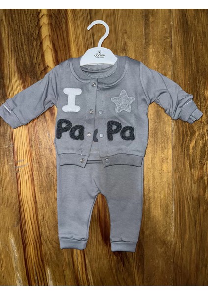 Lvsqvr 3-12 Aylık Üçlü Kolej Ceketli Takım Gri (Beden: 6-9)