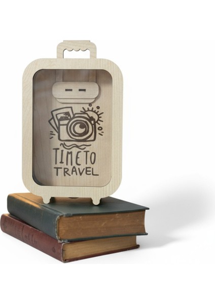 Parabox - 20.000TL Kumbara - Ahşap Para Biriktirme Hedef Kutusu - Time To Travel