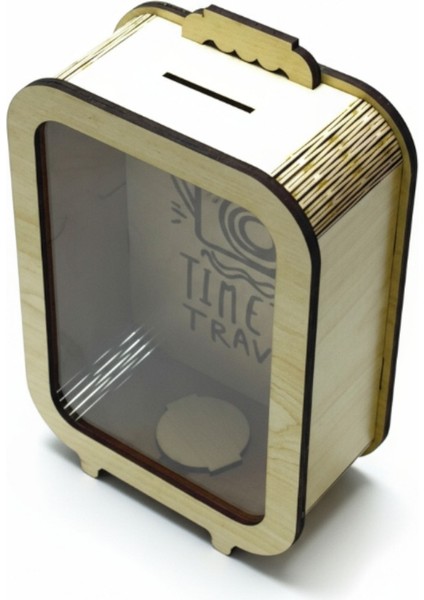 Parabox - 20.000TL Kumbara - Ahşap Para Biriktirme Hedef Kutusu - Time To Travel indirimleri