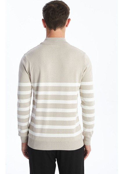Yeni Sezon Dik Yaka Uzun Kollu Çizgili Erkek Triko Kazak fırsatları