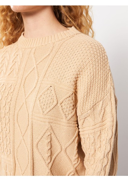 Yeni Sezon Bisiklet Yaka Kendinden Desenli Uzun Kollu Kadın Triko Kazak fırsatları