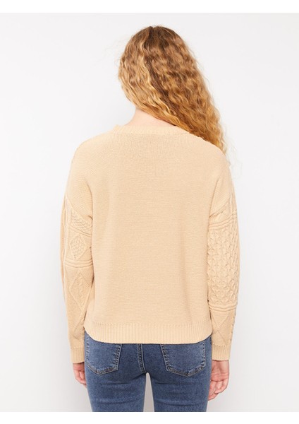 Yeni Sezon Bisiklet Yaka Kendinden Desenli Uzun Kollu Kadın Triko Kazak indirimleri