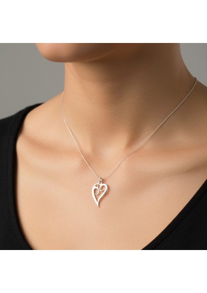 925 Ayar Gümüş Kolye Kalp SM821 fiyatları