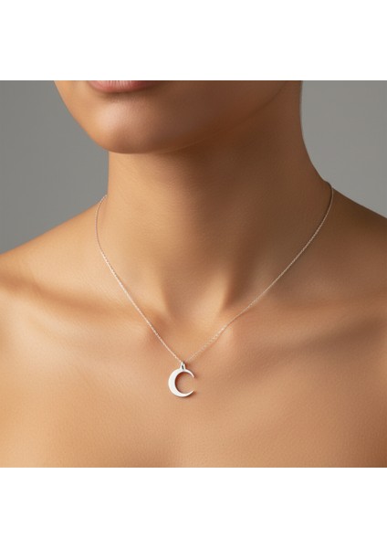 925 Ayar Gümüş Kolye Ay SM19 fiyatları