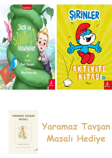 Jack ve Sihirli Fasulyeler + Şirinler - Aktivite Kitabı 1 + Yaramaz Tavşan Masalı