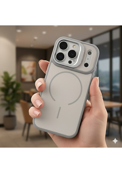 Iphone 17 Pro Max Uyumlu Kılıf Magsafe Şarj Destekli Açılır Standlı Mat Yüzeyli Iz Tutmaz Kapak