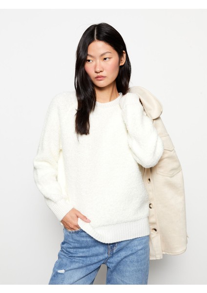 Yeni Sezon Bisiklet Yaka Düz Uzun Kollu Kadın Triko Kazak