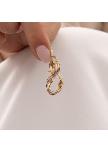 Üç Renkli Küpe 14 Ayar Altın fiyatları