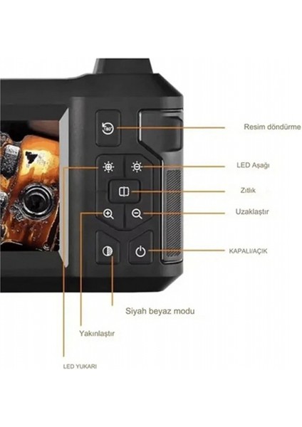 VTN-009 Ekranlı Çift Kameralı 20 Metre Sert Kablo Yılan Endoskop Kamera 8 mm 4.3 Inc indirimleri