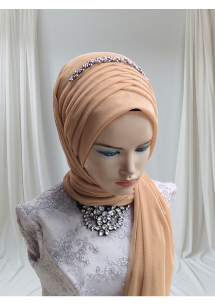 Aksesuar Dahil Gold Likralı Tek Tek Hazır Şal Hazır Türban Hazır Duvak fiyatları