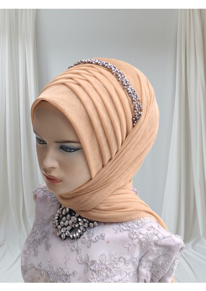 Aksesuar Dahil Gold Likralı Tek Tek Hazır Şal Hazır Türban Hazır Duvak modelleri