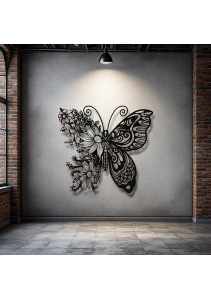 Çiçekli Kelebek Metal Duvar Dekoru – Doğanın Zarafetini Yansıtan Sanatsal Tasarım