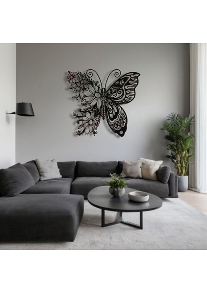 Çiçekli Kelebek Metal Duvar Dekoru – Doğanın Zarafetini Yansıtan Sanatsal Tasarım