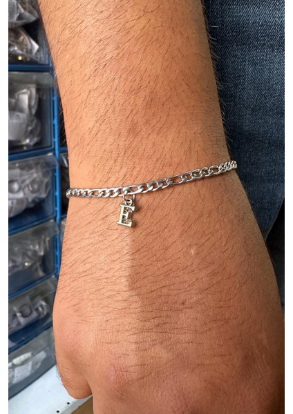 Kişiye Özel Harfli Ince Figaro Zincir Unisex Çelik Bileklik Sevgiliye Eşe Hediye ECK55H fiyatları