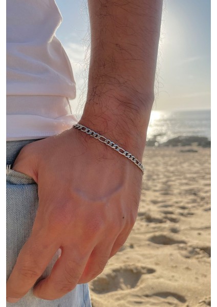 Kişiye Özel Harfli Ince Figaro Zincir Unisex Çelik Bileklik Sevgiliye Eşe Hediye ECK55H modelleri