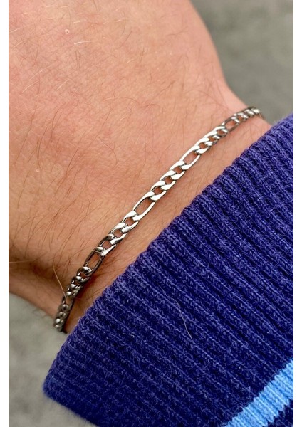 Kişiye Özel Harfli Ince Figaro Zincir Unisex Çelik Bileklik Sevgiliye Eşe Hediye ECK55H fırsatları