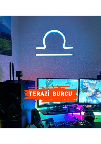 Terazi Burcu Figürlü Neon LED Tabela Tablo Gece Aydınlatma Duvar Dekoru fiyatları