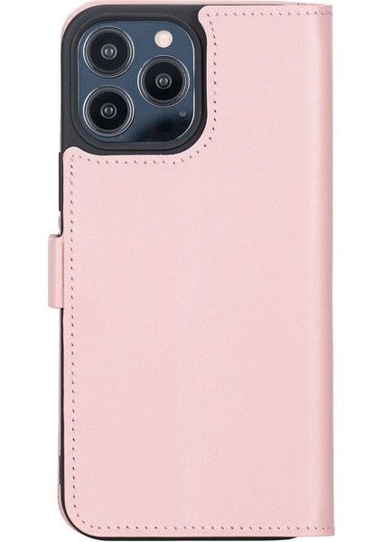 Apple iPhone 13 Pro Max Uyumlu Deri Cüzdanlı Kılıf Toz Pembe modelleri