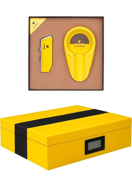 Cohiba Lüks Sarı Renk Puro Seti + Parmida Humidor