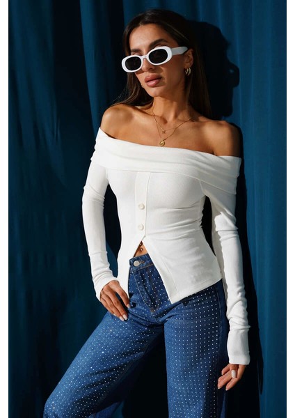 Nrtmsa Madonna Yaka Düğmeli Bluz Beyaz T4329 (Beden: Xl) modelleri