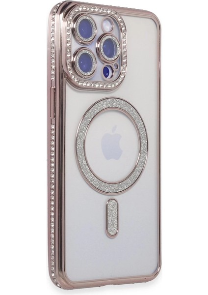 Iphone 15 Pro Max Kılıf Joke Simli Magneticsafe Kılıf - Pembe