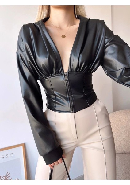 Nrtmsa Kapşonlu Yarım Fermuarlı Ceket Siyah H24116 (Beden: M) fiyatları