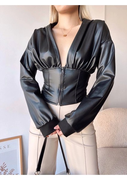 Nrtmsa Kapşonlu Yarım Fermuarlı Ceket Siyah H24116 (Beden: M) modelleri