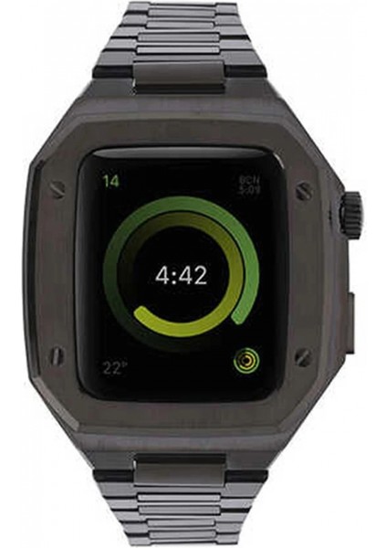 Apple Watch 44MM Metal Petek Kasalı Kordon - Siyah