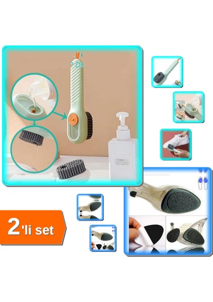 Deterjan Hazneli Süet Bot Fırçası + Topuklu Ayakkabı Altına Yapışan Tabanlık - 2li Set D1H5H1
