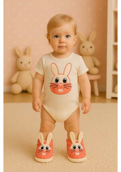 Bebek & Çocuk Kaydırmaz Eva Tabanlı Ev Botu / Panduf / Kışlık Bot / Pembe Tavşan Desenli fiyatları