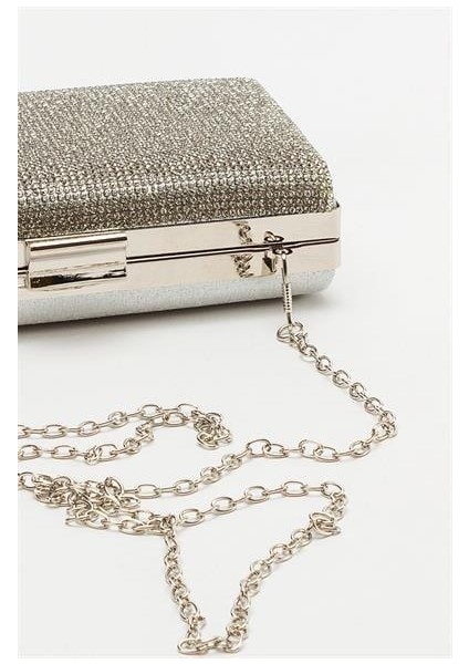 Kadın Nsta Gümüş Taşlı Şık Portföy Çanta