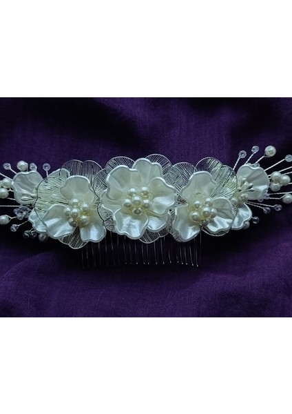 Özel Tasarım Gelin Tokası, Inci Vemetal Çiçek Detaylı