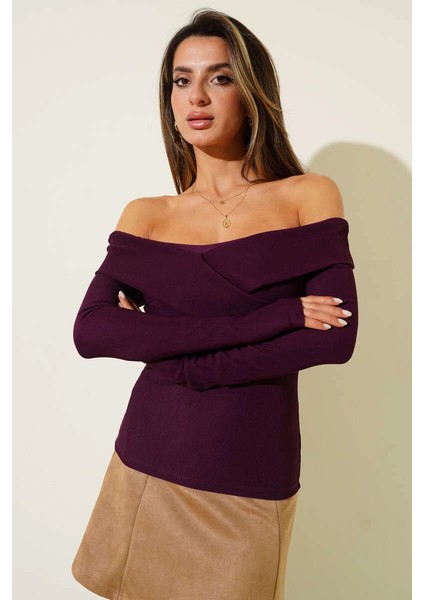 Nrtmsa Madonna Çapraz Yaka Bluz Mürdüm T4331 (Beden: Xl) modelleri