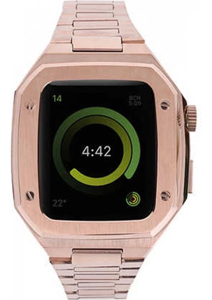 Apple Watch 44MM Metal Petek Kasalı Kordon - Rose Gold