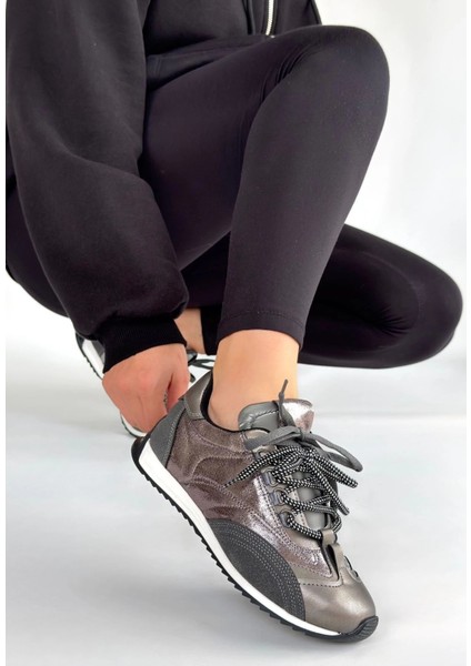 Nrtmsa Ranu Platin Cilt Paraşüt Detaylı Bağcıklı Spor Ayakkabı (Numara: 38)