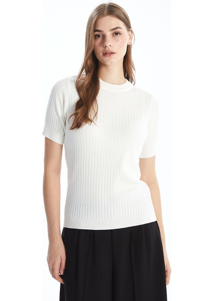 Yeni Sezon Bisiklet Yaka Dokulu Kadın Triko Kazak