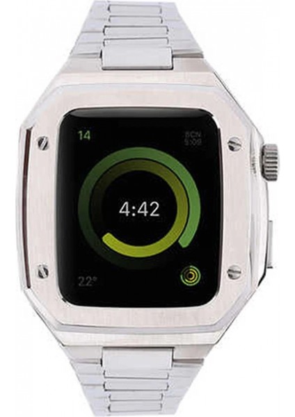 Apple Watch 45MM Metal Petek Kasalı Kordon - Gümüş