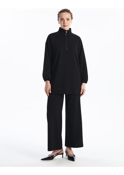 Yeni Sezon Beli Lastikli Düz Geniş Paça Kadın Pantolon