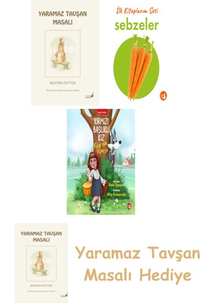 Beatrix Potter 9 - Yaramaz Tavşan Masalı + Ilk Kitaplarım - Sebzeler (Ciltli) + Kırmızı Başlıklı Kız Kurda Karşı