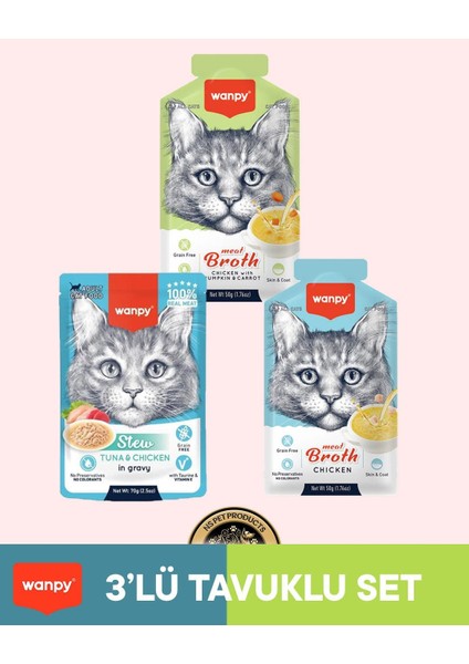 Kedi Maması 3'lü Tavuklu Set