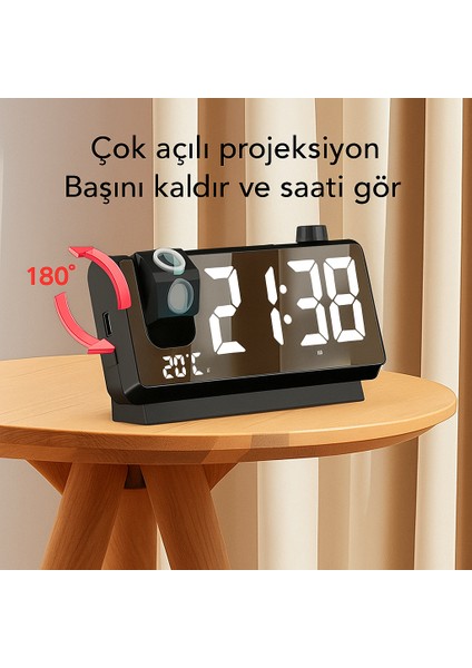 Rgb Çerçeveli Dijital Projeksiyonlu Alarm Saat – Sıcaklık Gösterimi, Tek Tuşla Yansıtma modelleri